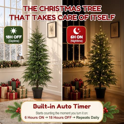 2Pcs 4FT Norfolk Pine Tree with Lights, Christmas Tree for Xmas Decor