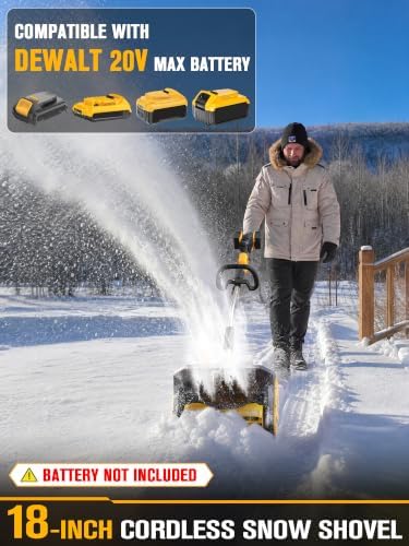 18" Cordless Snow Shovel Compatible with DeWalt 20V Max Battery (Bare Tool)