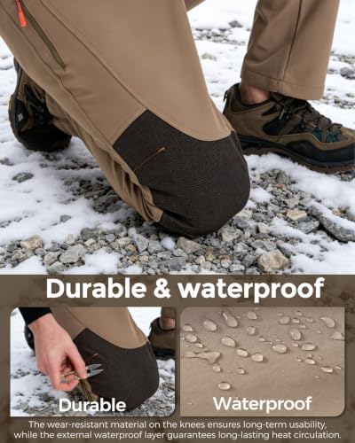 CNBQDD Men's Snow Ski Pants Waterproof Hiking Winter Fleece Lined Pants