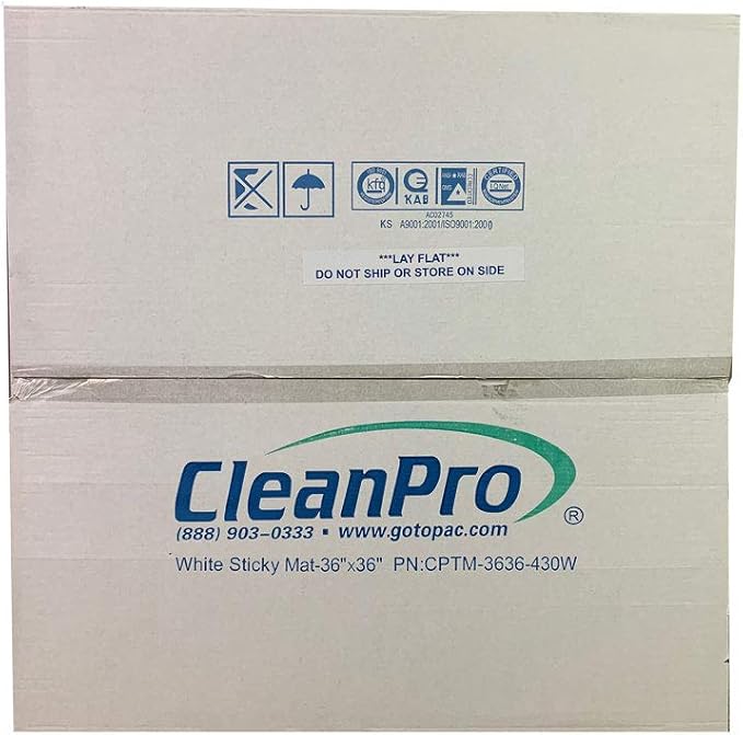 Disposable Cleanroom Adhesive Sticky Floor Mats, 36" x 36", Tacky Peel‑Off Mats, 30 Sheets, 4‑Pack, White