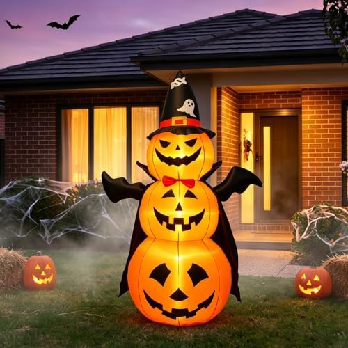5FT Halloween Inflatable Pumpkin with Built-in LEDs Blow-Up Decoration for Outdoor Lawn, Haunted House, Party Entrance & Garden Displays Indoor & Outdoor Use