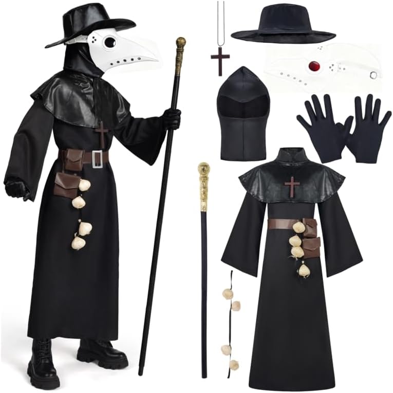 Spooktacular Creations Halloween Plague Doctor Costume for Kids 10 in 1 set