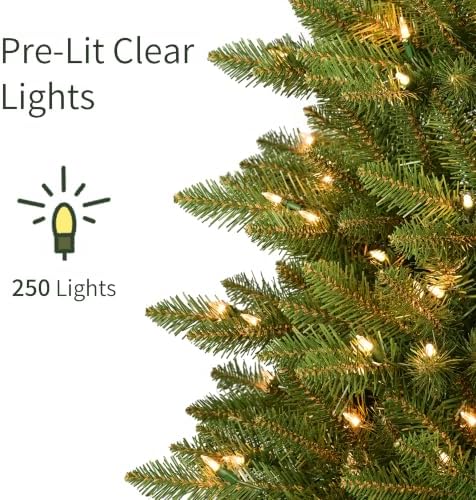 Puleo International 6.5ft Pre-Lit Fraser Fir Pencil Christmas Tree