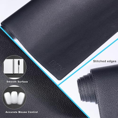 Cacoy 40"x24" Leather Desk Pad Blotter, Non-Slip Waterproof Desk Mat, Black