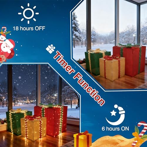 4.9FT Large Christmas Lighted Gift Boxes - 505 LEDs Outdoor Decoration