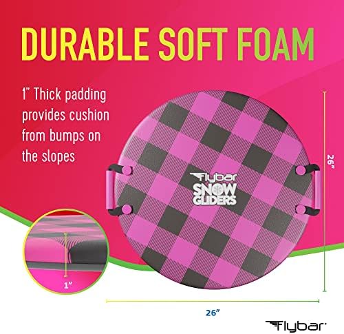 Flybar Snow Sled for Kids and Toddlers- Foam Saucer Disc, Ages 5+, Easy Grip Handles, Durable with Slick Bottom & PE Core Build, Lightweight Snow Boards, Snowboard Toys for Outdoor, Up to 110 lbs, 26"