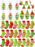 Newcotte 24 Set Christmas Cupcake Socks Xmas Stocking Gifts for Women Men