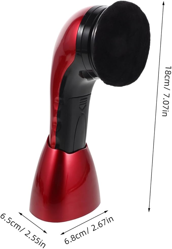 Electric Shoe Polisher Kit 710 Red Dual Power with Replaceable Brush Heads | Fiber Sponge Plastic Build, Deep Cleansing for Canvas Shoes and Boots, Travel Office Use