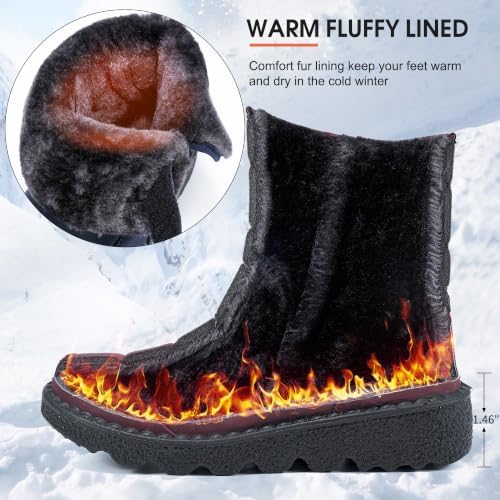 Ablanczoom Womens Winter Snow Boots with Warm Fur Lining Comfortable Booties Non Slip Waterproof Outdoor Shoes