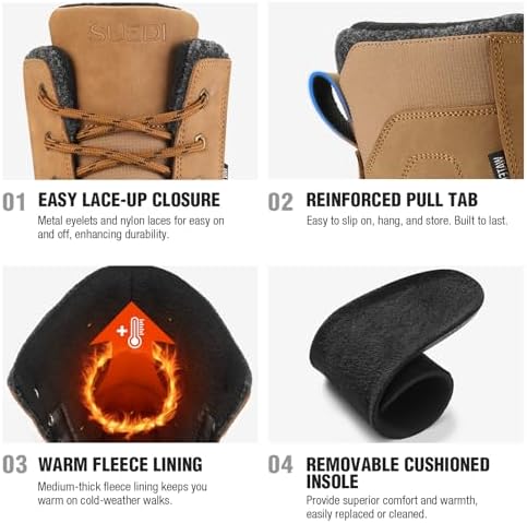 Men's Snow Boots, Insulated Waterproof Winter Duck Boots