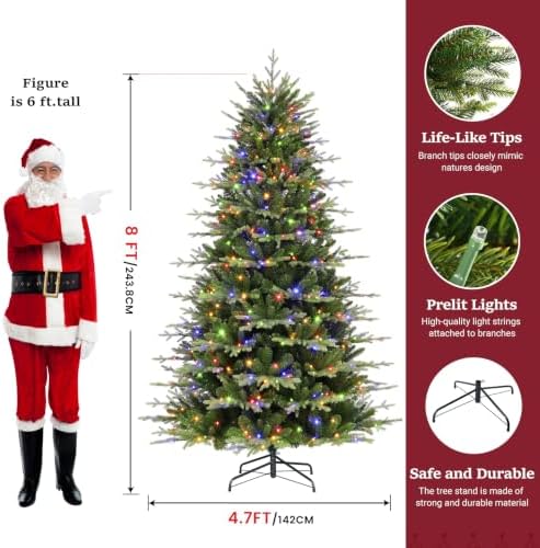 SHareconn 8ft Prelit Artificial Aspen Christmas Tree with Remote Control