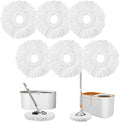Standard Size 6-Pack Spin Mop Refills Replacement for 360° Spin Mop Systems | White Round Easy-Cleaning Spin Mop with Bucket Head – Reusable & Deep-Cleaning,High-Absorbency