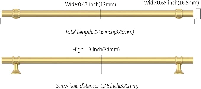 Asidrama 10 Pack 12.6 Inch(320mm) Brushed Gold Kitchen Cabinet Handles, Cabinet Pulls Kitchen Cabinet Hardware Cupboard Handles Drawer Pulls