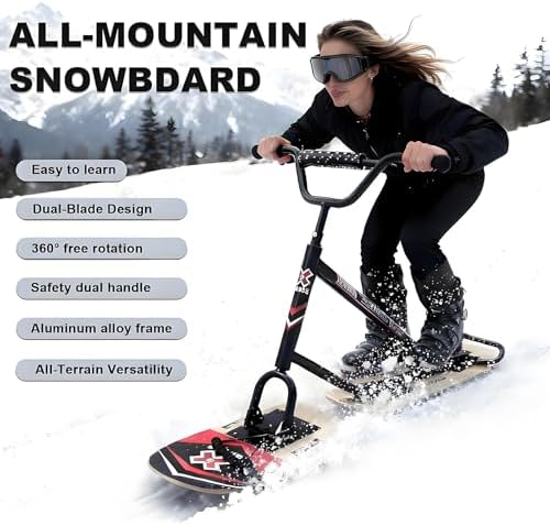 The Do-It-All Winter Sled & Scooter - Redefine Your Snow Day! Built with a 360° Spin System for Agile Turns, Unmatched Durability for 330lb Loads, for Teens, Adults, and Family Outings Black