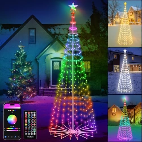 GMAULEE Smart Christmas Tree Cone Lights 9FT 460 LEDs, 16 Million Colors with Patterns & Text Display, App & Remote Control, Music Sync & Timer, Waterproof for Indoor Outdoor Christmas Decor (9FT)