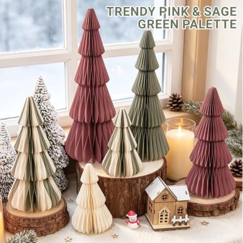 SUNBEAUTY Paper Christmas Tree, Neutral 3D Honeycomb Christmas Tree