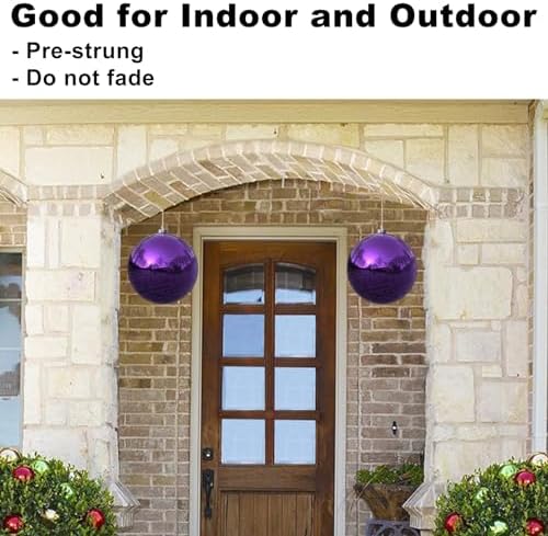 Purple 8.0" Extra Large Christmas Balls Ornaments - Christmas Tree Decorations Shatterproof Shiny Hanging Balls for Birthday Holiday Wedding Decorations Set of 2pcs