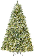 Best Choice Products 4.5ft Pre-Lit Scotch Pine Christmas Tree, Premium Frosted Pre-Decorated Artificial Holiday Decor w/ 396 Branch Tips, 2-in-1 White and Multicolor LED Lights, Cordless Setup
