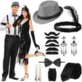 1920s Couples Costume Set Flapper Dress Hat