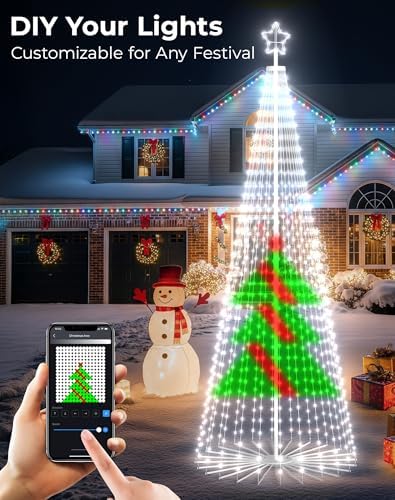 Avatar Controls 12FT LED Outdoor Christmas Tree, Smart RGB Cone Tree Lights