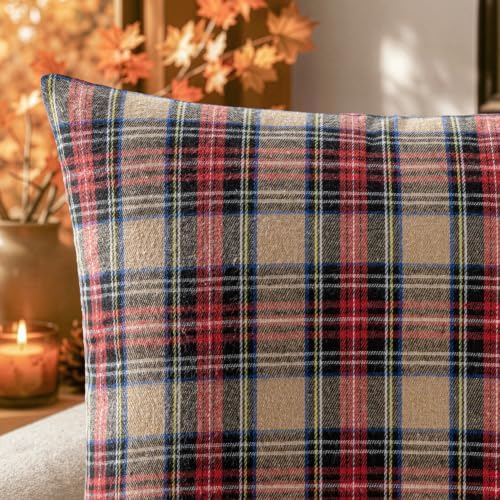 MIULEE Fall Plaid Pillow Covers Scottish Tartan 26x26 Khaki