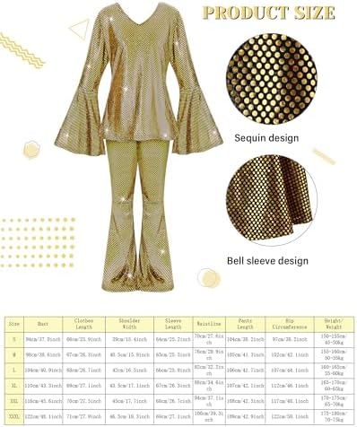 Jexine 70s Disco Outfit Women Sequin Sparkly Costume