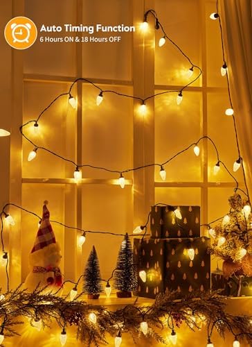 C9 Christmas Lights Outdoor, 114FT 150 LED C9 String Lights, Warm White