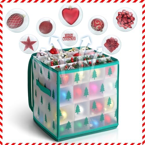 Saintrygo 4 Pcs Ornament Storage Box with 64 Compartments, Tree Style