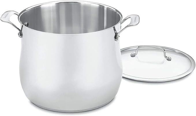 Cuisinart Contour Stainless 12-Quart Stockpot with Glass Cover, Silver