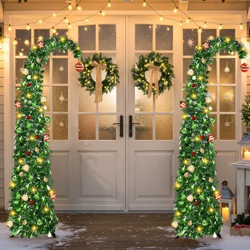Whimsical Christmas Tree with Ball String Lights, 5FT Pop Up Curved Tree