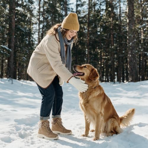 ANJOUFEMME Womens Winter Snow Hiking Boots Fur Lined Lightweight Warm Shoes