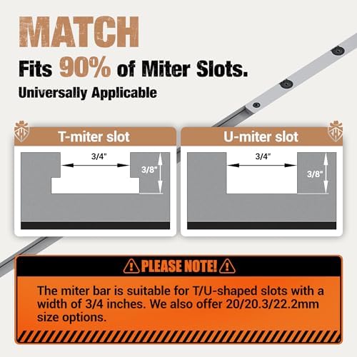 HONGDUI MG21 Miter Gauge for Table Saws Full-Range Locking (-70° to 70°) with 36inch Extended Table Saw Miter Gauge Fence, Miter Gauges Fit 3/8 x 3/4" T/U Slot for Table Saw Router Table
