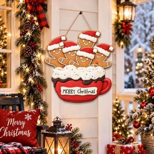Gingerbread Christmas Decorations Merry Christmas Hanging Wooden Sign