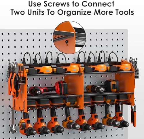 CCCEI Wall Mount Modular Tool Charging Organizer, Orange, 1 Pack, 3 Tier.