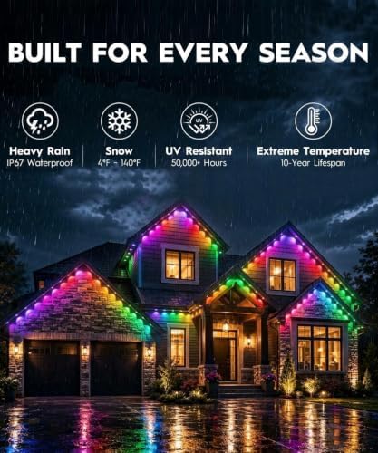 400ft Permanent Outdoor Lights Christmas for House Outside Smart LED RGB+IC