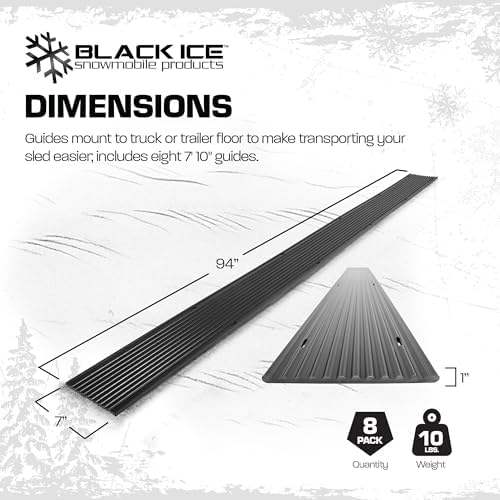 Black Ice 7' x 10" Snowmobile Trailer Ski Guides for Transporting Trailers and Truck Beds - Heavy-Duty Outdoor Accessories for Friction-Free Loading and Transport