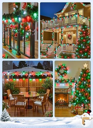 C9 Christmas Lights Outdoor, 102FT 150 LED String Lights with Spring Clips
