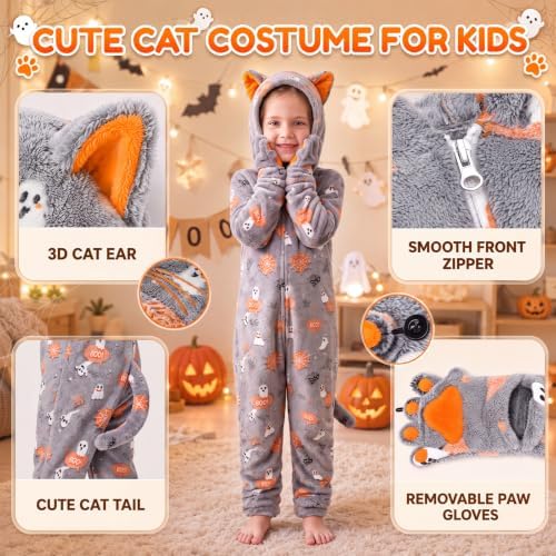 Joycover Halloween Black Cat Costume for Girls, Kids Cat Onesie & Purse Bag