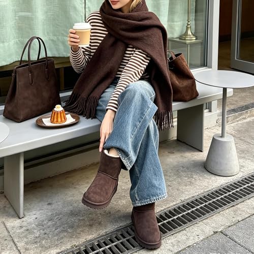 Mishansha Suede Winter Snow Boots for Women Warm Faux Fur Lined Waterproof