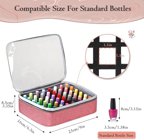 YOREPEK XL Nail Polish Organizer Case for 96 to 100+ Bottles, Pink