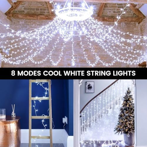 4 Pack 200 LED Battery Operated String Lights, Twinkle Lights Cool White
