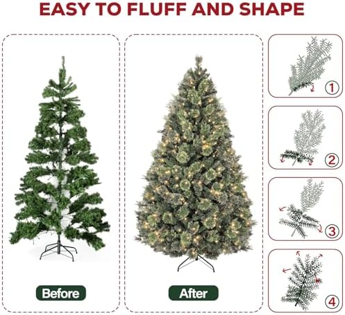 Hykolity 7.5 ft Prelit Christmas Tree with 450 Warm White LEDs