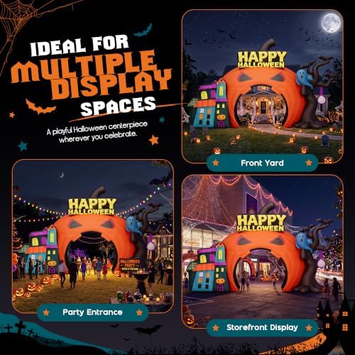 Albott 19.7 FT Commercial Halloween Inflatable Pumpkin Arch, 420D Oxford