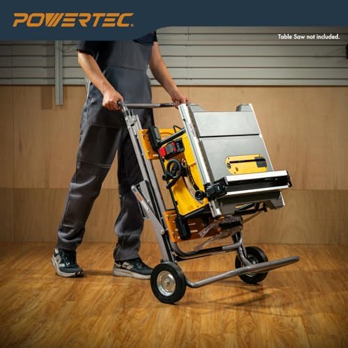 POWERTEC Table Saw Stand with Wheels, Portable Stand w/ 330Lbs Load Capacity, Foldable Design for Easy Storage in Garage, Compatible with Dewalt Table Saw (MT4009)