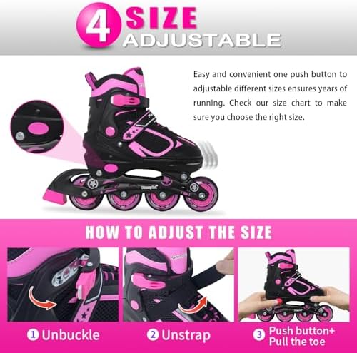 MammyGol Adjustable Inline Skates for Kids Boys Girls Youth Blades Roller Skates with Light up Wheels Ages 4-16