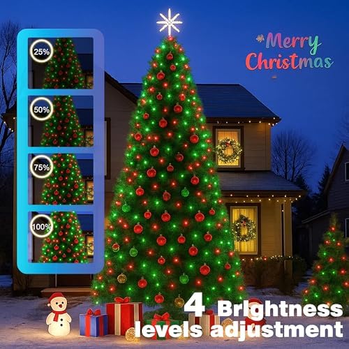 164FT Christmas Lights, 500 LED Outdoor Xmas String Lights, Red & Green