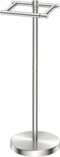 FORIOUS Toilet Paper Holder Wall Mount, Stainless Steel Rustproof Double Post Pivoting Tissue Roll Holder for Bathroom, Commercial Toilet Paper Dispenser Toilet Paper Holder Stand, Brushed Nickel