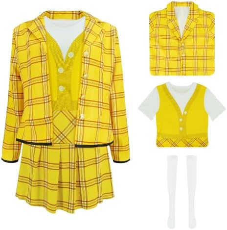 EDAUWAE Women's Halloween 90s Schoolgirls Costume Dresses Plaid Blazer Skirt Uniform Cosplay Deluxe Costumes Skirt