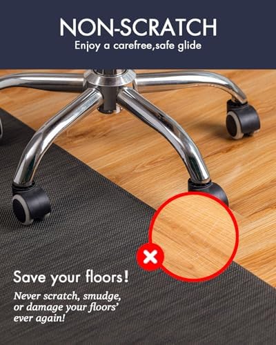 Baroyal Office Chair Mat for Hardwood Floor Under Desk Computer Rolling Chair Mat for Wood/Tile Floor Non-Slip Heavy Duty Desk Rug PVC Plastic Hard Floor Protector 36" x 48" (Espresso)