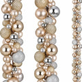 2 Pcs 6 ft Christmas Ball Ornament Garland, Silver, Champagne Gold
